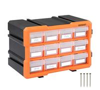 Organisateur pour outils plastique transparent 29,5x19,5 x16cm boîtes rangement 24 compartiments tiroirs caisse vis incluses atelier garage