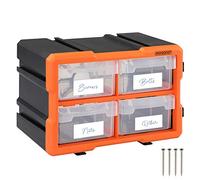 Organisateur pour outils plastique transparent 29,5x19,5 x16cm boîtes rangement 8 compartiments tiroirs caisse vis incluses atelier garage