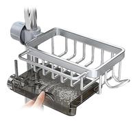 Organisateur Robinet Évier Cuisine Antirouille Détachable Sans Perçage | Plateau égouttoir à éponge et savon pour robinet d'évier Pour Maison Salle de Bains Buanderie Garde-manger Argent
