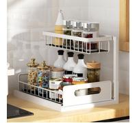 Organisateur Sous Évier 2 Niveaux Tiroir Coulissant Cuisine, Rangement Sous Évier Cuisine, Étagères pour Cuisine et Salle de Bain