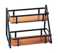 Organisateur Trapèze pour bois Rangement Salle Bain Organisateur | pour bois naturel pour robuste, finition noire, design trapèze unique, pour idéal épices et bocaux, stable et durable