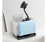 Rayen Organisateur d'ustensiles pour évier avec Espace intérieur personnalisé, Compartiments et Plateau d'égouttement Facile à Nettoyer Gris Clair/Gris foncé 17 x 13,3 x 11,5 cm