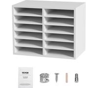 Organisateurs de documents, boîte aux lettres de bureau à 12 compartiments avec étagères réglables, trieur de documents en bois 51,8 x 30,5 x 40,9 cm pour le bureau, la maison, la salle de classe, l'o