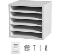 Organisateurs de documents, boîte aux lettres de bureau à 5 compartiments avec étagères réglables, trieur de documents en bois 13,9 x 12 x 13 pouces pour le bureau, la maison, la salle de classe, l'or