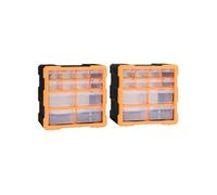 Organisateurs multi tiroirs avec 12 tiroirs 2 pcs 26,5x16x26 cm