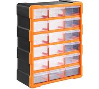 Organiseur 18 tiroirs Boîte de rangement extensible avec étiquettes Casier à vis outils petites pièces Maison atelier