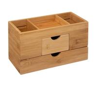 Paris Prix – Organiseur de salle de bain Natureo – 2 tiroirs en bambou 24 cm – Marron