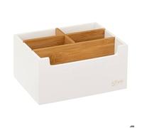 5five Organiseur de salle de bain Natureo 5 compartiments Rangement maquillage Blanc et bambou