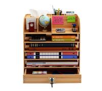 Organiseur 6 niveaux avec porte-stylo Parfait pour ranger papier fournitures Optimise l'espace de travail pour un bureau fonctionnel