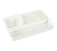 Organiseur à Tiroirs Extensible pour Couverts - Rangement Cuisine Ajustable 18-29cm Boîte Plastique Durables(White Utensil Holder)