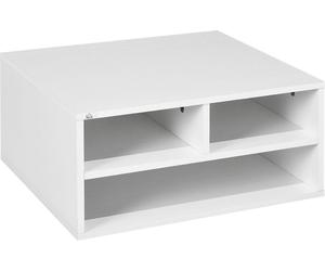 Organiseur bureau aspect blanc avec 3 compartiments fournitures support d'imprimante 47 x 40 x 22,5 cm