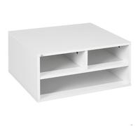 HOMCOM Support Imprimante Caisson de Bureau Meuble de Rangement pour Bureau avec 3 Compartiments Organisateur de Bureau 47 x 40 x 22,5 cm, Blanc