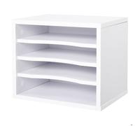 Organiseur bureau bois blanc avec 4 couches fournitures support d'imprimante dim. 35,5L x 25l x 28,6H cm Blanc G