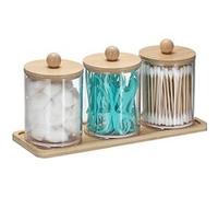 Organiseur Coton-Tige Acrylique Transparent avec Couvercle Transparent
