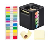 Organiseur cube de notes - Distributeur de notes pour bureau | Support compact pour bloc-notes avec autocollants d'index et fentes pour clip, boîte de rangement multi-usages ABS + papiers, 8,5 x 8,5 x