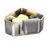 Organiseur d'angle pour évier - Porte-éponge triangulaire en acier au carbone 12,5 x 7,5 cm, panier de rangement à ventouse | Support à vaisselle résistant à la rouille, solution gain de place pour