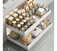Organiseur d'armoire extensible et coulissant, tiroirs coulissants robustes, fixation adhésive, étagères extensibles et coulissantes pour cuisine, garde-manger et salle de bain 43,5 cm,32 cmAcier au c