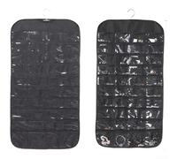 Organiseur de bijoux à suspendre 80 poches double face avec fenêtre transparente pour bracelets, montres, étui de voyage 43 x 85 cm (noir)