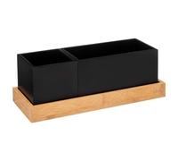 Organiseur de Bureau 2 Boites et 1 Plateau en Bois et Bambou - Five