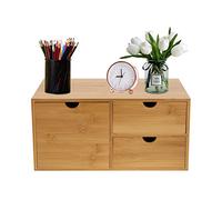 Organiseur de bureau, 3 tiroirs, portable, en bambou, 33 x 19 x 16 cm, organisateur de bureau en bambou, pour différents besoins quotidiens