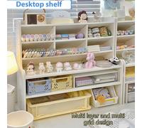 Organiseur de bureau à 2 niveaux avec tiroir de rangement | Porte-stylo inclinable, étagère surélevée | PVC blanc mat pour fournitures de bureau, cosmétiques et articles de papeterie | Boîte de rangem
