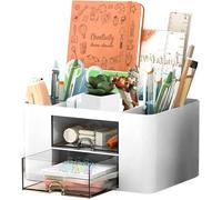 Organiseur de bureau à 5 compartiments, porte-stylo, organiseur de table avec tiroir, organiseur de bureau multifonctionnel