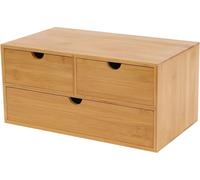 Organiseur de bureau en bambou - Boîte de rangement à tiroirs - Bambou naturel - 3 tiroirs - Autoportant - Aucun montage nécessaire - Dimensions 33 × 19 × 16 cm - Noir
