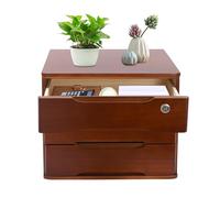Organiseur de bureau en bois à 3 niveaux avec tiroirs verrouillables, 39 x 30 x 31 cm, noyer