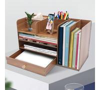 Organiseur de bureau en bois à 4 niveaux - Charge maximale : 4 kg - Avec support pour téléphone et tiroir en forme de lapin - Plateau en bois de cerisier écologique (48 x 23 x 28 cm) DescriptionVous c