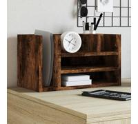 Organiseur de bureau en bois de chêne fumé 44,5 x 24 x 25 cm avec 6 compartiments pour fournitures de bureau, rangement et système de rangement, empilable pour documents, porte-stylos, boîte à notes