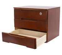 Organiseur de bureau en bois - Module à tiroirs à 3 niveaux - Verrouillable - 1 serrure, 2 clés - Rectangulaire - Poids max. 30 kg - Noyer