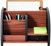 Organiseur de bureau en bois - Porte-crayons et boîte de rangement - Avec 6 tiroirs - Hydrofuge - 20 x 11,8 x 13,5 cm - Marron