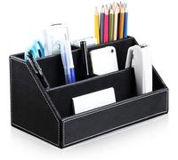 Organiseur De Bureau En Cuir Pu À 5 Compartiments Pour Fournitures De Bureau, Télécommandes Et Articles De Toilette - Durable Et Polyvalent
