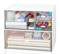 Organiseur de Bureau en Plastique avec tiroirs, Organisateur de Tiroir de Maquillage Empilable de Grande Capacité, boîte à tiroirs au pour fournitures de bureau école maison (A)