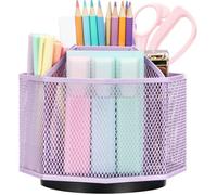 Organiseur de bureau - EXERZ - Rotatif 360° - 5 compartiments - Acier inoxydable - Violet clair