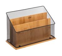 5five Organiseur de bureau Havi – Bambou et métal – Noir – L29 x l14 x H20 cm