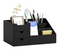 Organiseur de bureau - HOMCOM - boîte de rangement 7 compartiments 2 tiroirs mobilier travail - bambou - noir
