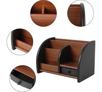 Organiseur de bureau - Porte-crayons avec tiroir - bois - 20×11,8×13,5 cm - 0,59 kg - marron