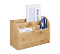 Relaxdays Organiseur de bureau bambou distributeur
