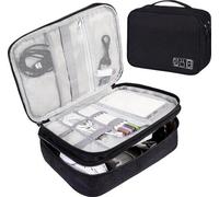Organiseur de câbles à double rangée - Pochettes pour câbles - Grande boîte de rangement pour appareils électroniques et accessoires - Reitas - Grande capacité - Compartiments modulables