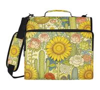 Organiseur de classeur à 3 anneaux de 3,8 cm avec poignée et bandoulière amovible, style western bohème, tournesol, cowgirl, étanche, convient pour le collège