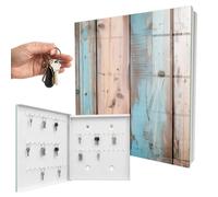 Organiseur de clés métal & Verre 30x30x5 cm Bois Pastel Porte Gauche Blanc | Rangement | Sécurité | Accroche-clés | Coffret | Boîtier | Décoratif | Crochet | Mobilier | Attache | Fixation | Entrée