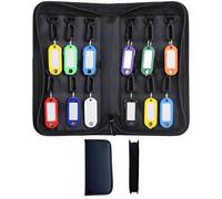Organiseur de clés zippé portable, 12 emplacements, porte-clés sécurisé résistant à l'eau et au feu, avec étiquettes ID, fibre de verre enduite, pour bureau, maison, entreprise, 25,4 x 25,4 cm, noir