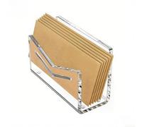 Organiseur de courrier en acrylique noir avec découpe d'enveloppe, étagère à lettres verticale pour bureau, pas de montage nécessaire, pieds antidérapants, 15,2 x 6,3 x 10,2 cm (transparent)