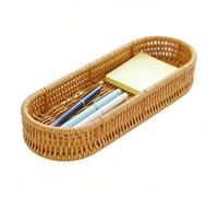 Organiseur de couverts tissé, panier de rangement tissé à la main, porte-ustensiles avec structure en osier, panier décoratif, panier à ustensiles de table avec design rustique, organiseur de comptoir