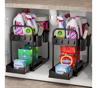 Organiseur de cuisine 2 étages avec crochets Tasses Évier Salle de bain Ménage Habitat Lot de 2