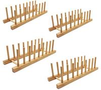 Organiseur de cuisine en bambou pour tiroirs, vaisselle, plateau de service, rangement de cuisine pour assiettes, tasses, couvercles (4 ou 8 compartiments)