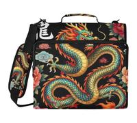 Organiseur de documents 3,8 cm à 3 anneaux avec sangle Vantage Dragon Flower Cool Femmes Étanche Convient pour l'école intermédiaire Gestor de carpetas de Office