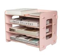 Organiseur De Documents En Bois 4 Niveaux Mdf Rose Poudré 24 X 35 X 26 Cm Étagère De Bureau Pour Magazines Papiers École Maison