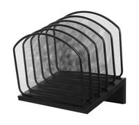 Organiseur de Dossiers de Bureau Vertical en Métal Noir à Sections | Séparateurs Multiples, Structure Renforcée, Accès Rapide aux Documents, Format Compact pour Bureau Partagé